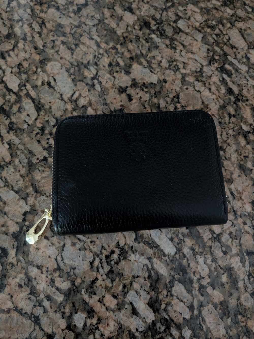 Boutique 9 Black Leather Zip Wallet with Gold Hardware